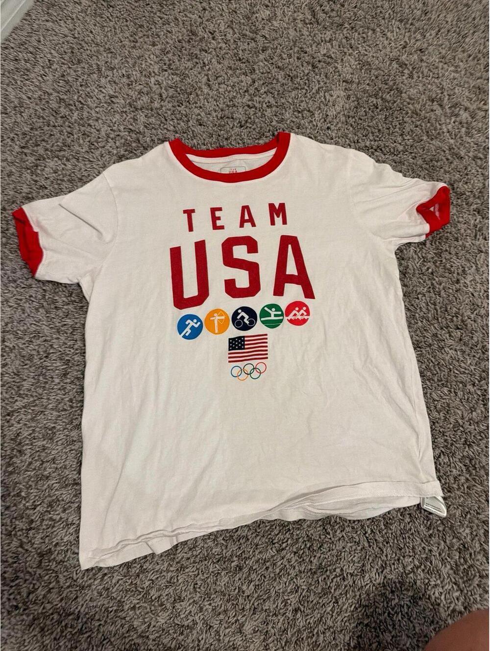 Team USA Mens White Red Shirt M
